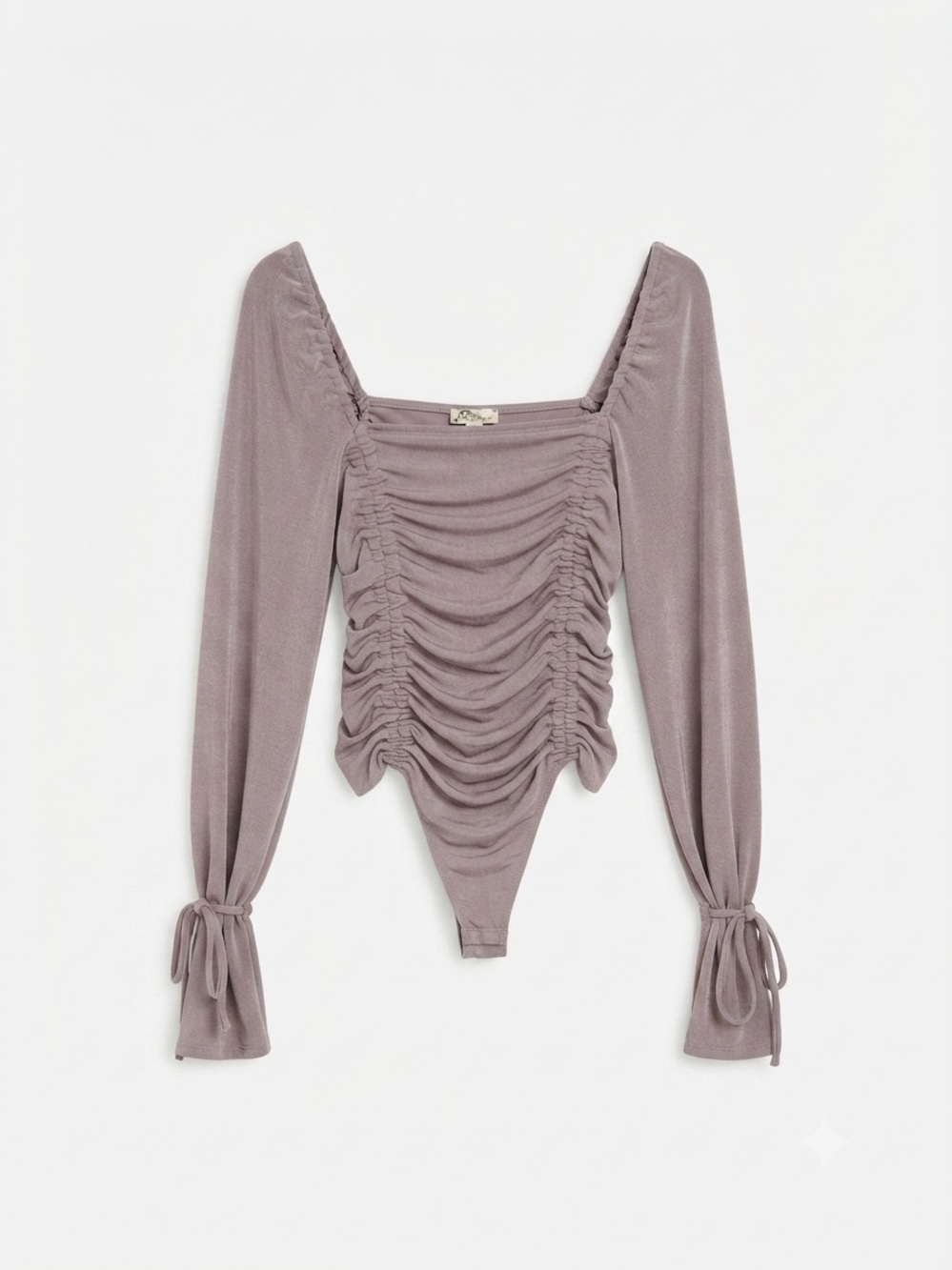 Intimately Free People Shimmer Ruched Long Sleeve Bodysuit- Dusty Mauve SKU 124